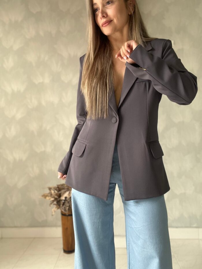 Ref. 067: Blazer elegante semiceñido - gris oscuro - Image 2