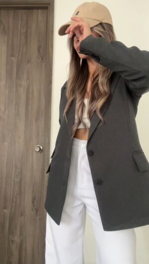 Ref. 073: Blazer oversize liviano - gris otoño