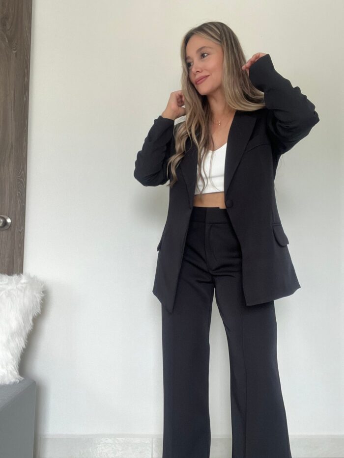 Ref. 067: Set formal pantalón y blazer semiceñido - negro - Image 6