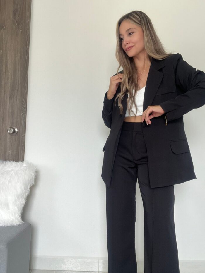 Ref. 067: Set formal pantalón y blazer semiceñido - negro - Image 8