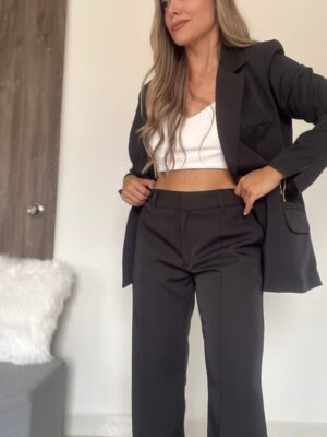 Ref. 067: Set formal pantalón y blazer semiceñido - negro - Image 9