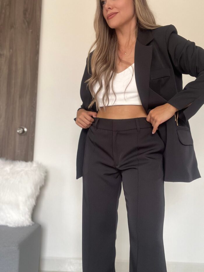 Ref. 067: Set formal pantalón y blazer semiceñido - negro - Image 9