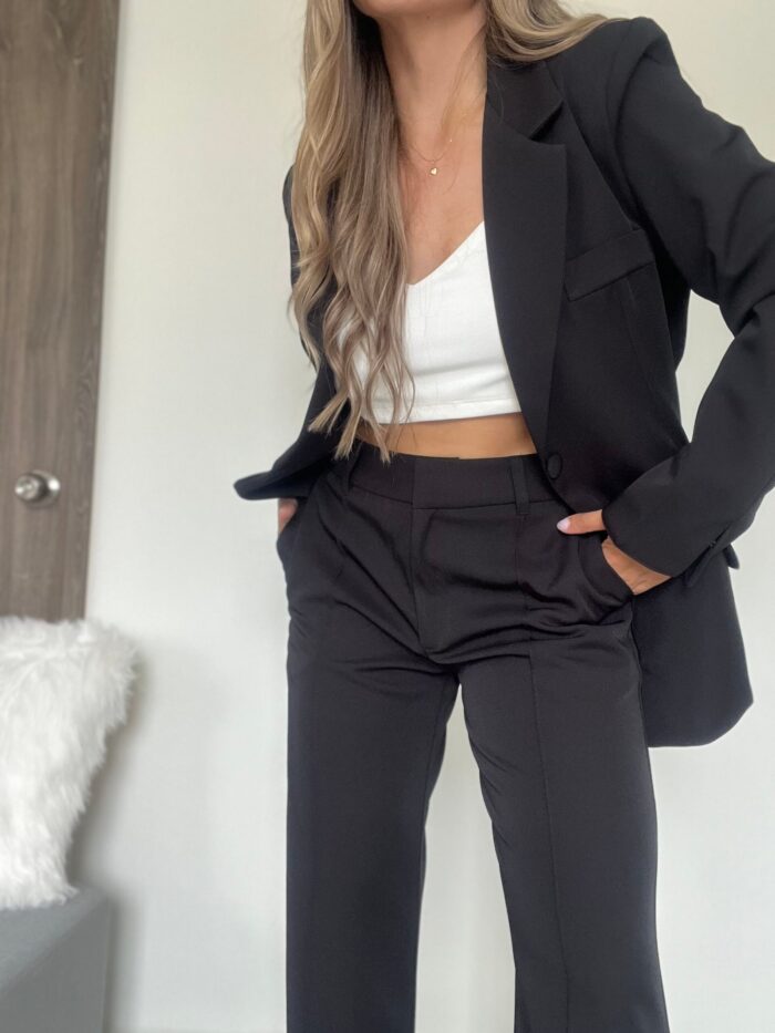 Ref. 067: Set formal pantalón y blazer semiceñido - negro - Image 4