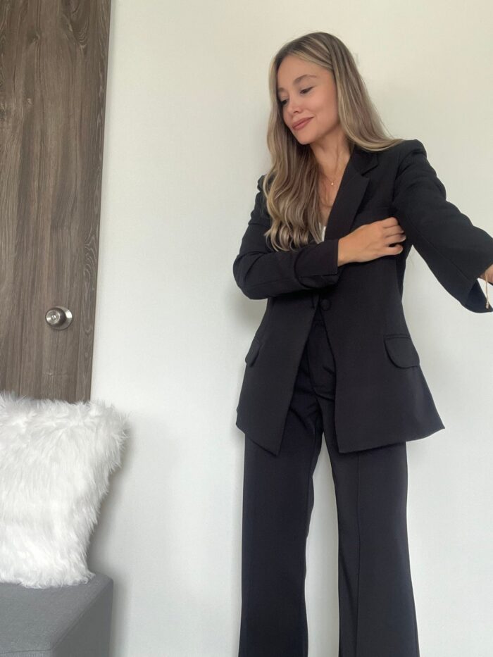 Ref. 067: Set formal pantalón y blazer semiceñido - negro - Image 11