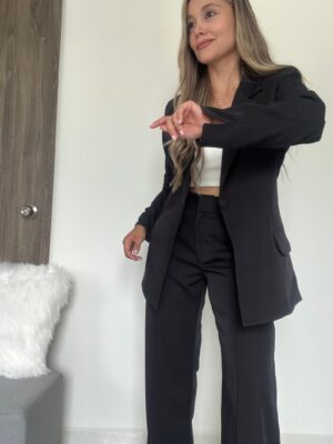 Ref. 067: Set formal pantalón y blazer semiceñido - negro - Image 14
