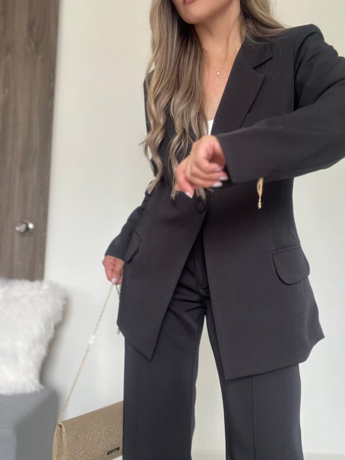 Ref. 067: Set formal pantalón y blazer semiceñido - negro - Image 12