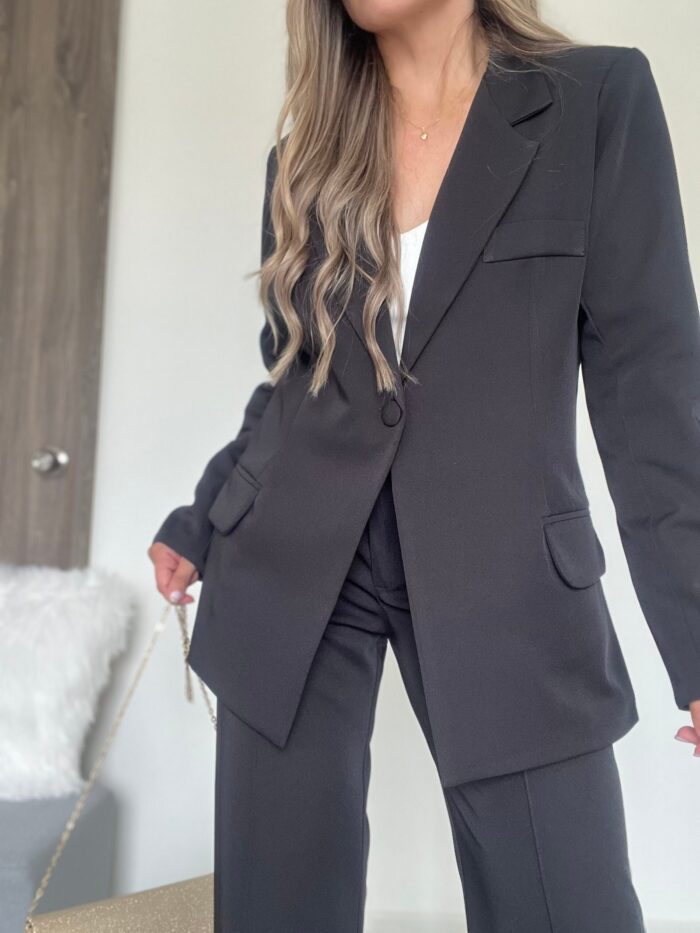 Ref. 067: Set formal pantalón y blazer semiceñido - negro - Image 2