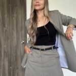 Ref. 021: Blazer oversize + falda/short - verdegris jaspeado