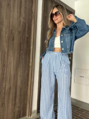 Ref. 068: Pantalón recto - azul índigo con rayas - Image 3