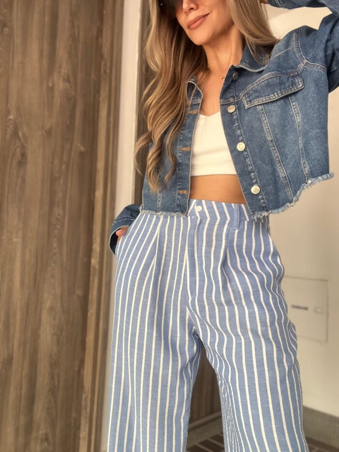 Ref. 068: Pantalón recto - azul índigo con rayas - Image 11