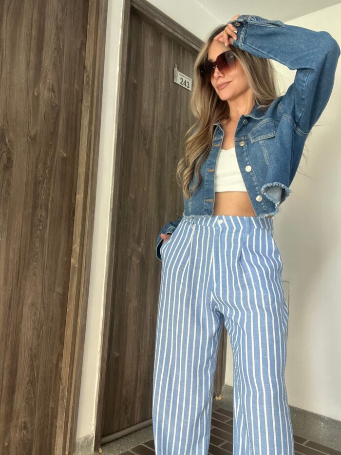 Ref. 068: Pantalón recto - azul índigo con rayas - Image 10