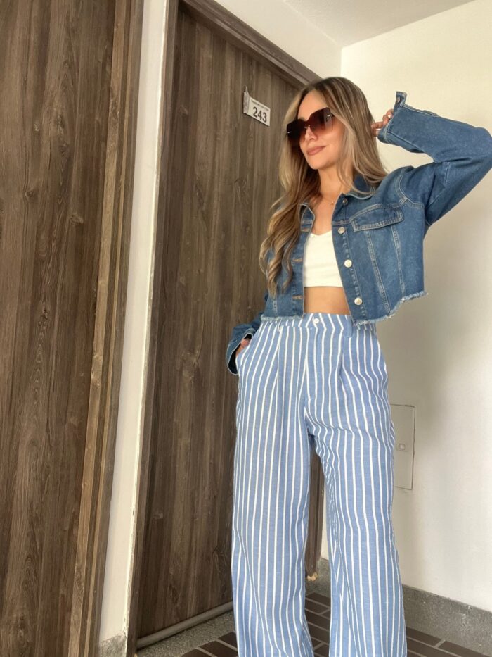 Ref. 068: Pantalón recto - azul índigo con rayas - Image 6