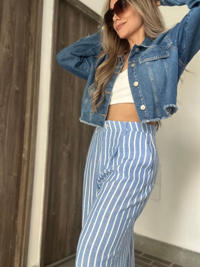 Ref. 068: Pantalón recto - azul índigo con rayas - Image 8