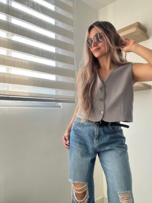 Ref. 025: Chaleco corto con tira posterior - gris claro - Image 4