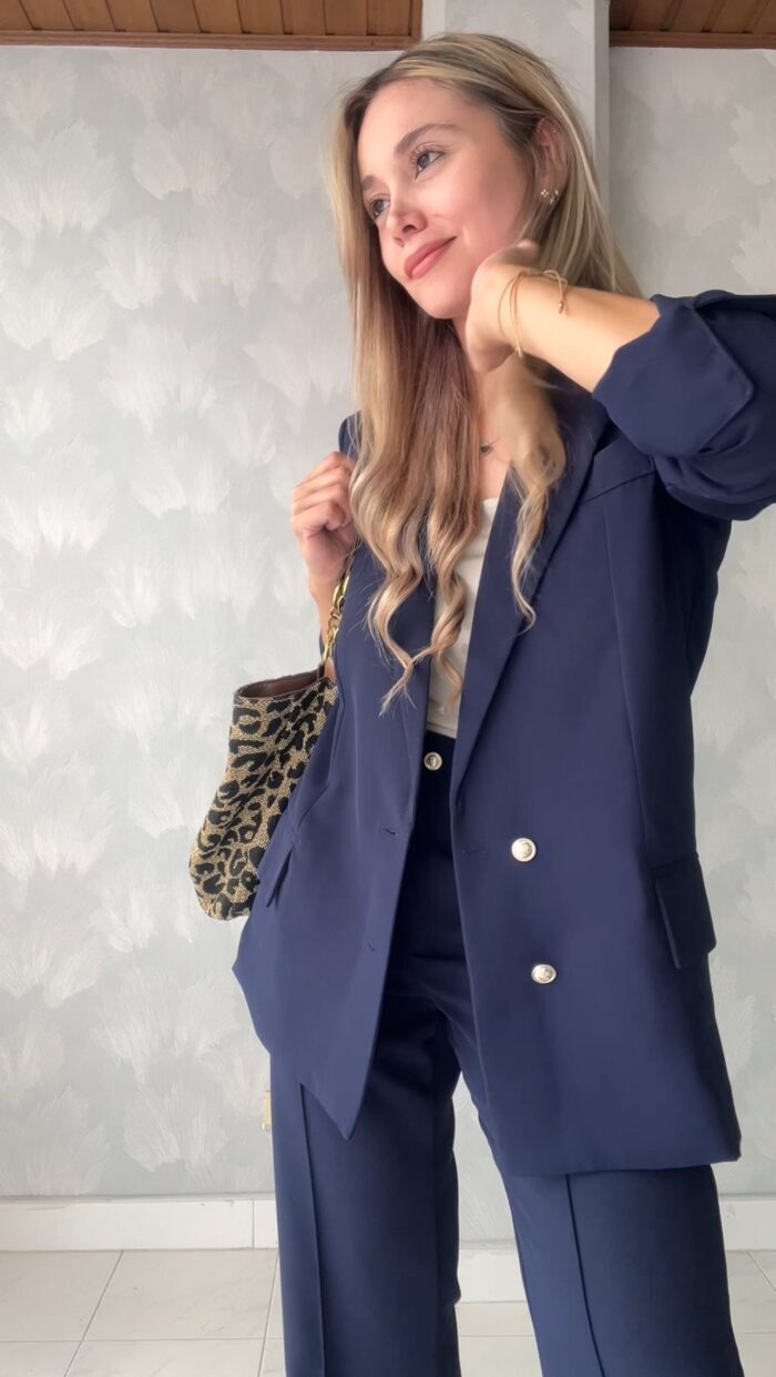 Ref.077: Blazer semioversize y pantalón clásico semicampana - azul oscuro - Image 10