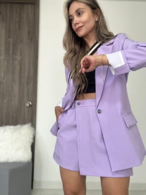 Ref. 069: Set blazer semioversize y falda/short - lila nude - Image 2