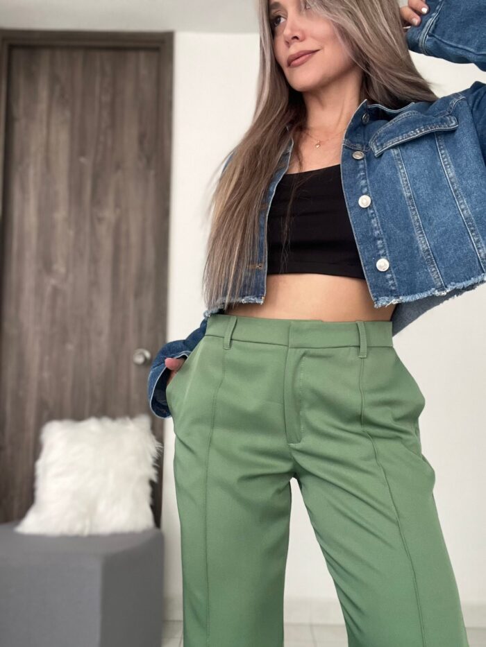 Ref. 067: Pantalón recto semiceñido - verde salvia - Image 2