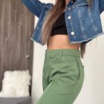 Ref. 067-3: Pantalón recto semiceñido - verde salvia