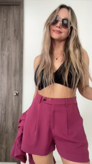 Ref. 078: Blazer semioversize manga corta y Short clásico - cereza - Image 10