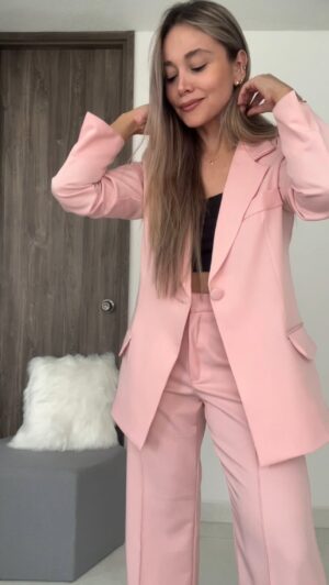 Ref. 067: Set formal pantalón y blazer semiceñido - palo de rosa - Image 3