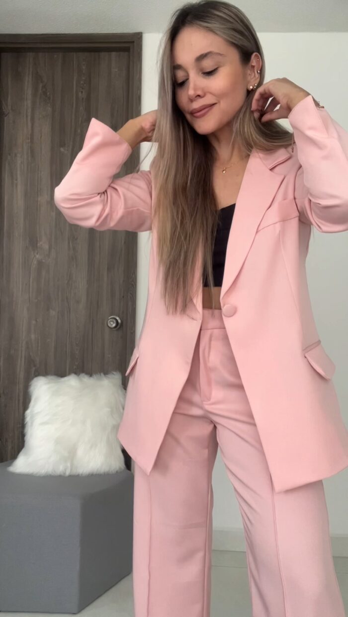 Ref. 067: Set formal pantalón y blazer semiceñido - palo de rosa - Image 3