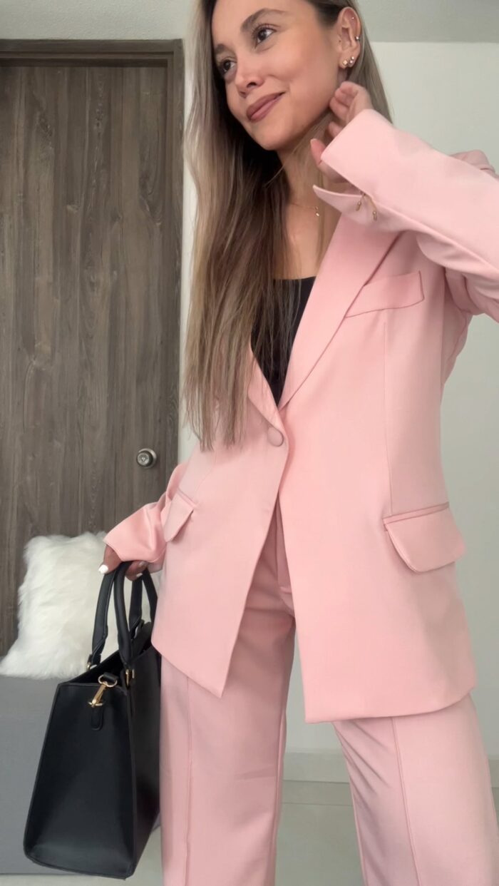 Ref. 067: Set formal pantalón y blazer semiceñido - palo de rosa - Image 2