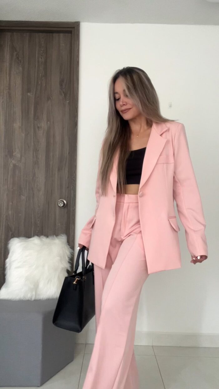 Ref. 067: Set formal pantalón y blazer semiceñido - palo de rosa - Image 4