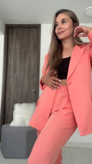 Ref. 067: Set formal pantalón y blazer semiceñido - salmón - Image 3