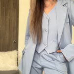 Ref. 067: Set pantalón, chaleco y blazer semiceñido - azul índigo