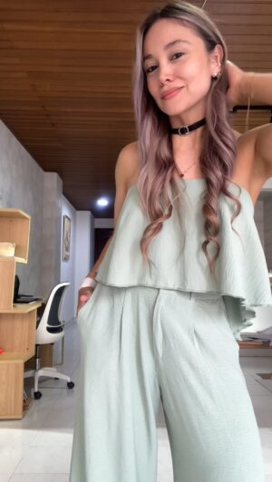 Ref. 082: Pantalón Palazo con Blusa OBSEQUIO - menta - Image 2