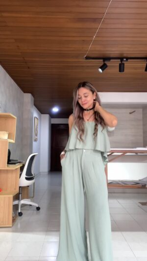 Ref. 082: Pantalón Palazo con Blusa OBSEQUIO - menta