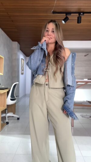 Ref. 084: Chaleco suelto con tiras y pantalón recto - verde agua - Image 5