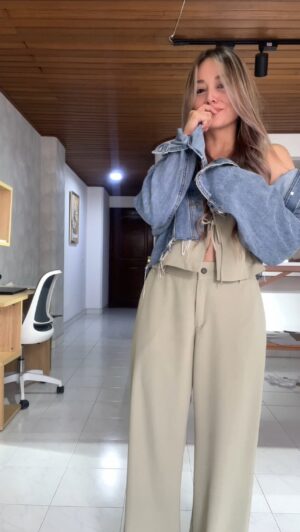 Ref. 084: Chaleco suelto con tiras y pantalón recto - verde agua - Image 13