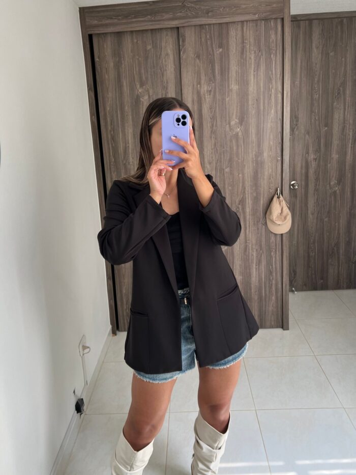 Ref. 048: Blazer semiceñido liviano - negro - Image 3