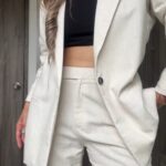 Ref. 072: Blazer y Pantalón clásico en lino - Beige