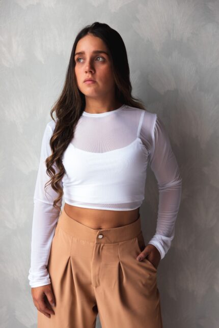 Ref. 016: Blusa + Croptop color blanco