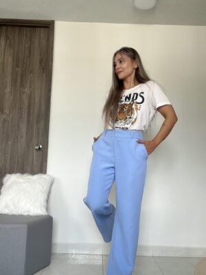 Ref. 057: Pantalón semicampana clásico - azul bebé - Image 2