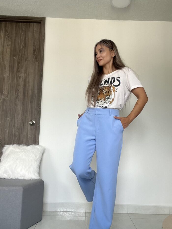 Ref. 057: Pantalón semicampana clásico - azul bebé - Image 2