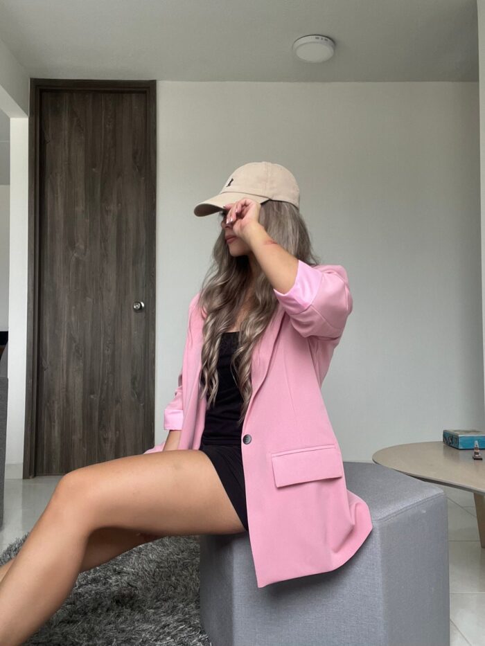 Ref. 008: Blazer semioversize manga 3/4 - color palo de rosa - Image 3
