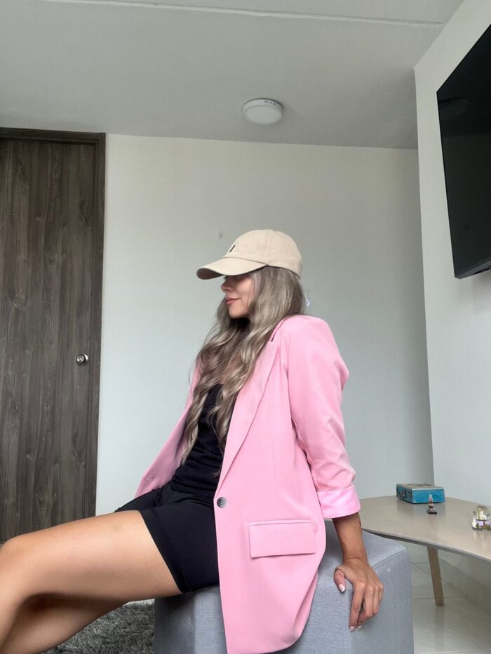 Ref. 008: Blazer semioversize manga 3/4 - color palo de rosa - Image 2