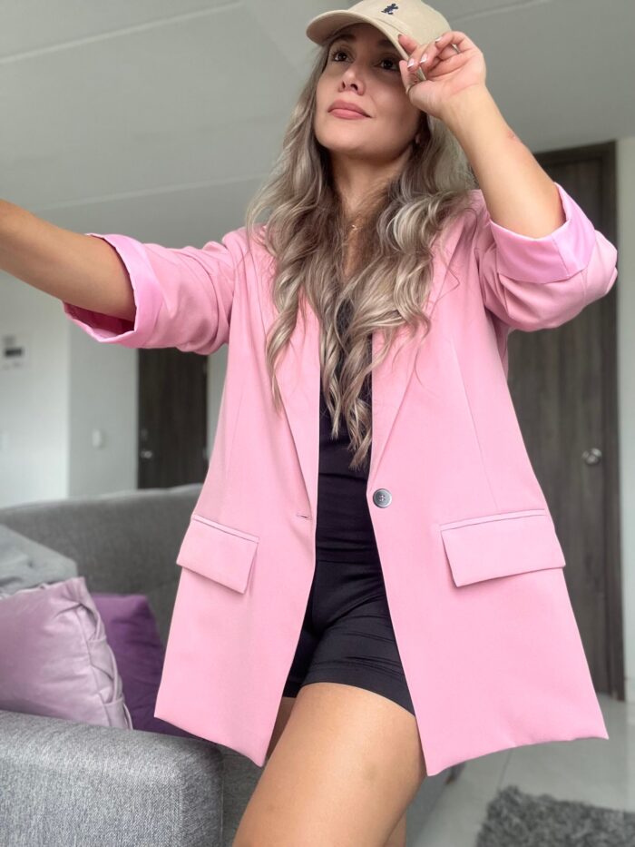 Ref. 008: Blazer semioversize manga 3/4 - color palo de rosa - Image 1
