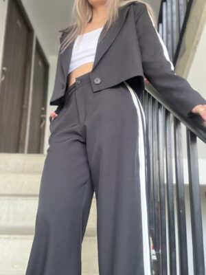 Ref. 058: Pantalón ancho con líneas al costado - negro - Image 3