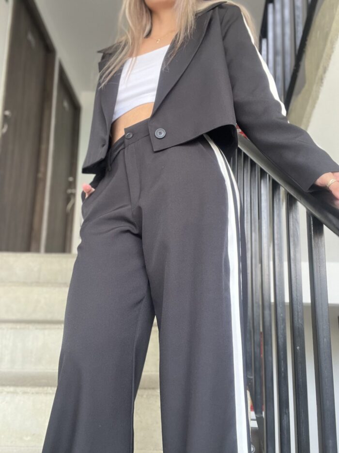 Ref. 058: Pantalón ancho con líneas al costado - negro - Image 3