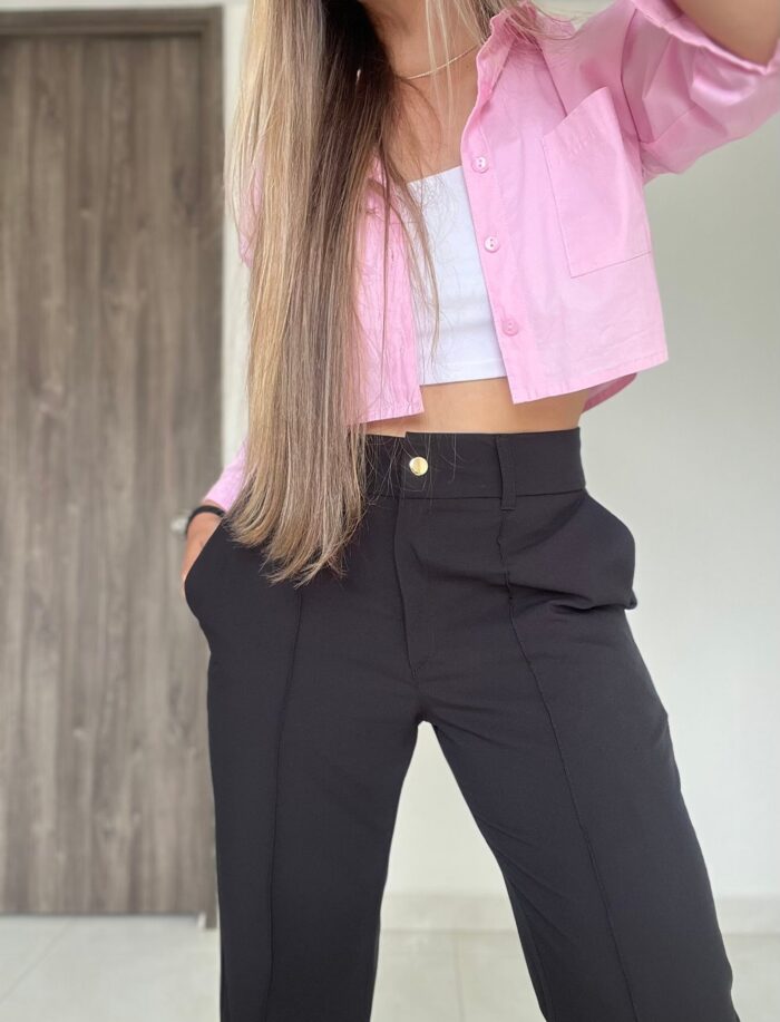 Ref. 017: Pantalón clásico semicampana color negro - Image 2