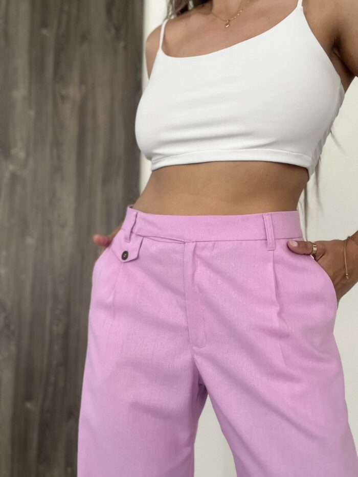 Ref. 064: Pantalón recto en lino - mora en leche - Image 2