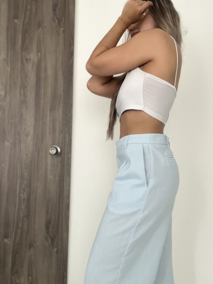 Ref. 064: Pantalón recto en lino - azul cielo - Image 7