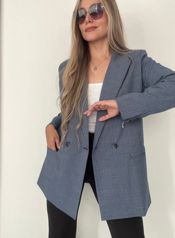 Ref. 003: Blazer extra-oversize cuadros azul - Image 7