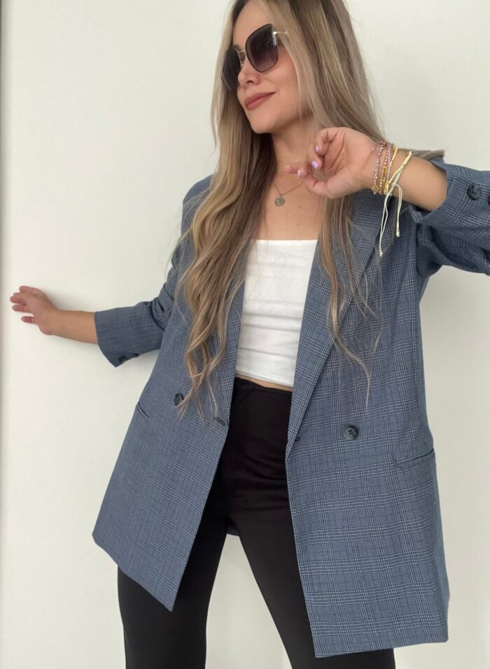 Ref. 003: Blazer extra-oversize cuadros azul - Image 10