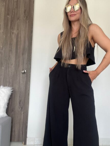 Ref. 066: Pantalón palazo con TOP OBSEQUIO - negro