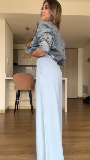Ref. 085-3: Pantalón clásico recto sin prenses - azul bebé - Image 4